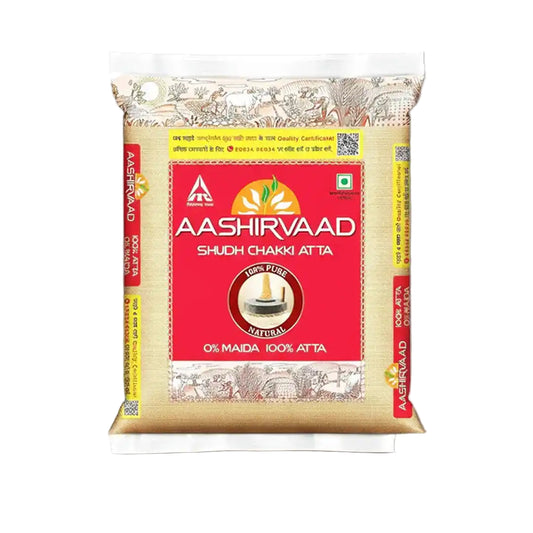 Aashirvaad Shudi Chakki Atta 10kg packaging on a white background