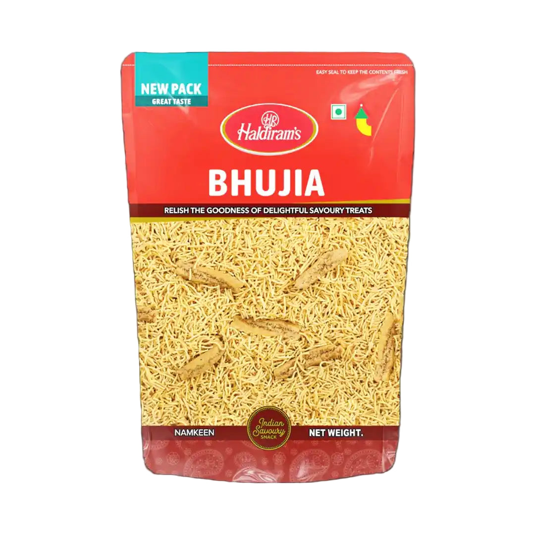 Haldiram's Bhujia snack pack on a white background