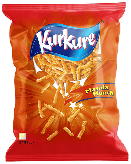 Kurkure Masala Munch snack packet on a transparent background