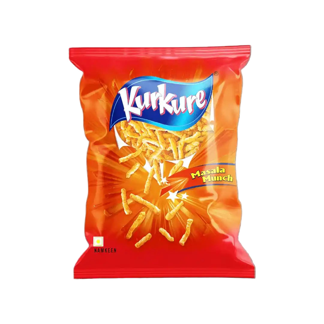 Kurkure Masala Munch snack packet on a white background