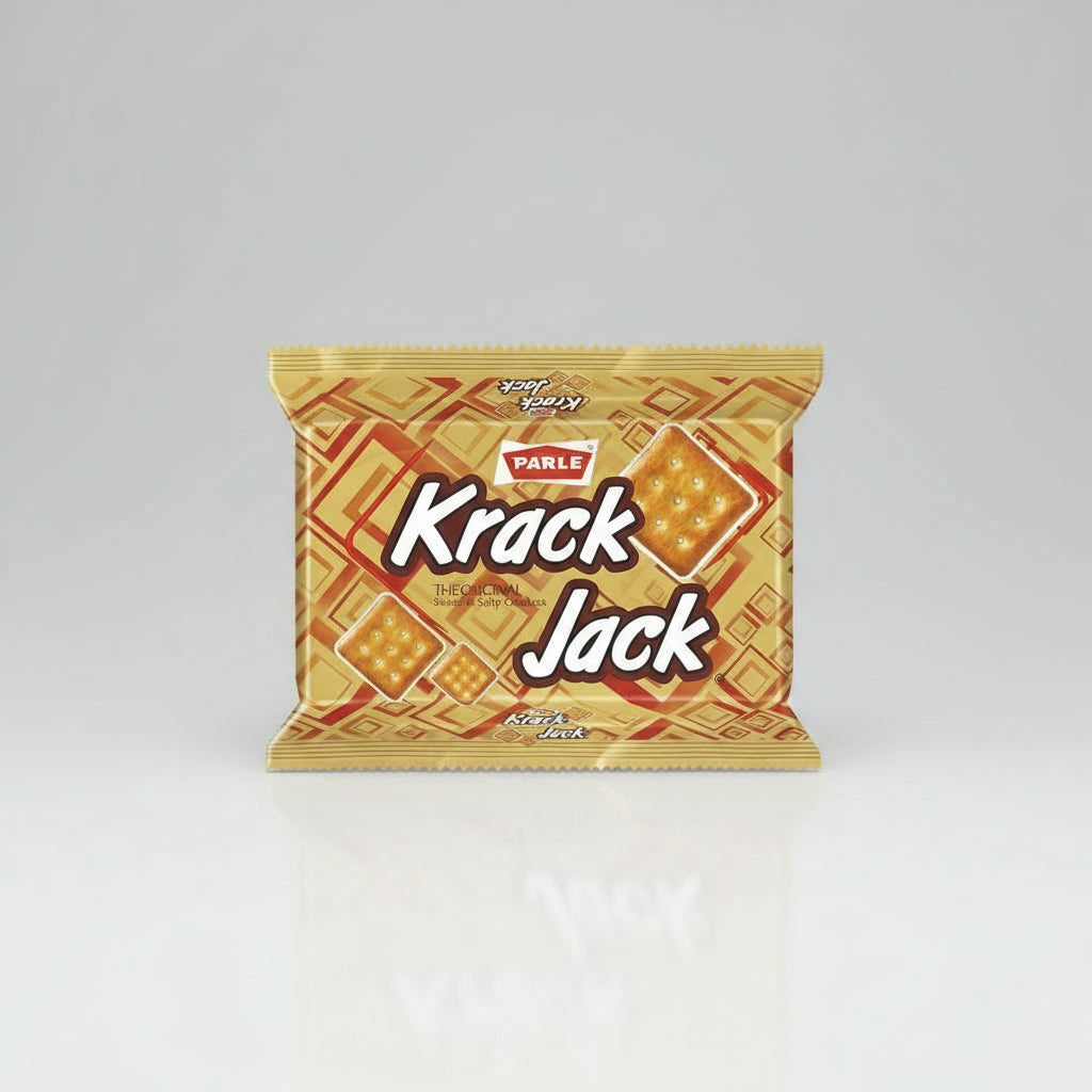 Krack Jack snack package with Parle logo on a white background