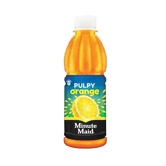 Minute Maid Pulpy Orange juice bottle on a white background