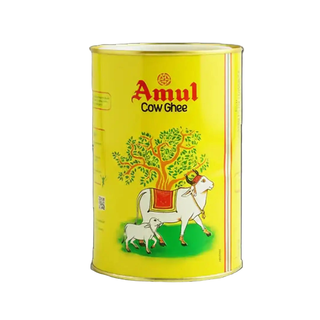 Amul Cow Ghee can on a white background